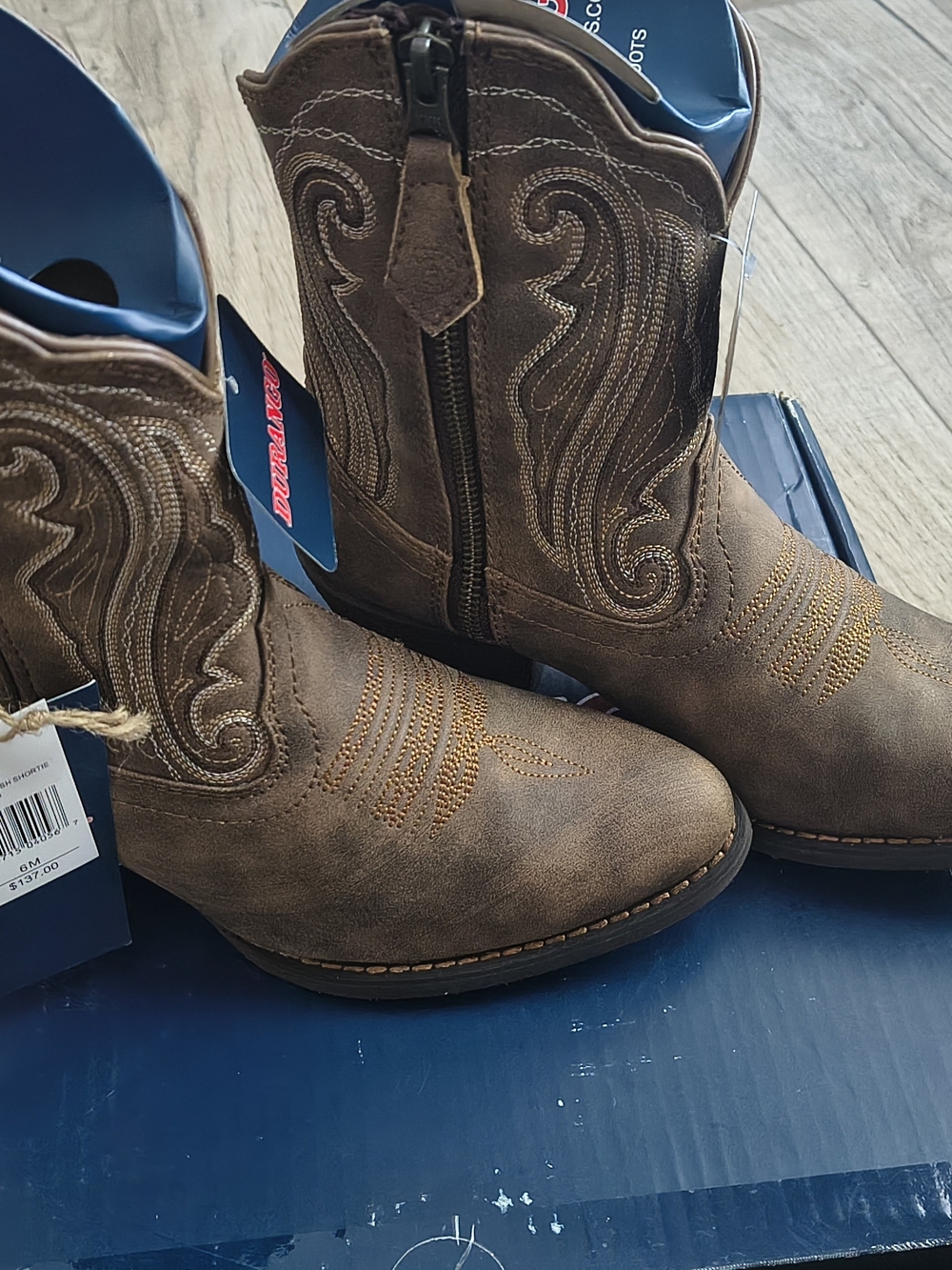 Durango Brown Woman Cowboy Zip Western Boots Size 6